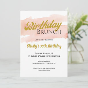Invitation Rouge et Or Célébration Moderne de Brunch
