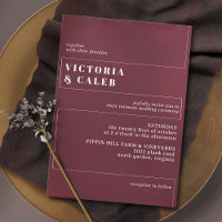 Rouge foncé bordeaux | Moderne minimaliste Mariage