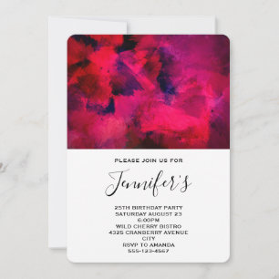 Invitation Rouge foncé et violet Abstrait Anniversaire