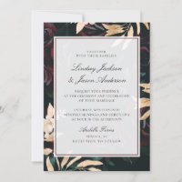 Rouge foncé & Vert or Moody Elégant Mariage floral