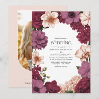 Rouge Grenat, Rosette Mauve & Soie Pêche Mariage