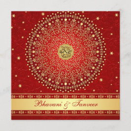 Invitation Rouge hindou Ganesh, mariage des manuscrits d'or