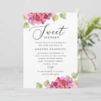 Rouge lilas rose Sucré 16. Anniversaire floral aqu
