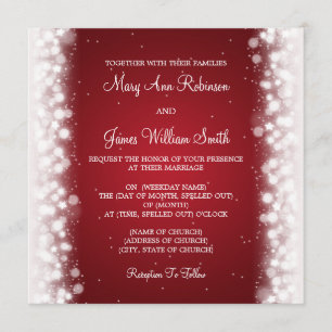 Invitation Rouge magique d'étincelle de mariage élégant