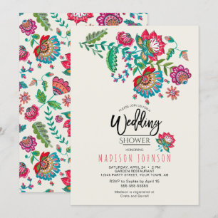 Invitation Rouge mexicain joyeux & Turquoise Folk art Floral