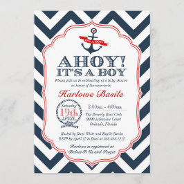 Invitation Rouge nautique d'invitation de douche de bébé de