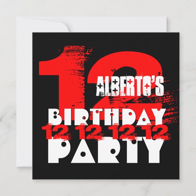 Invitation ROUGE NOIR 12e fête d'anniversaire 12 ans V03 (Devant)