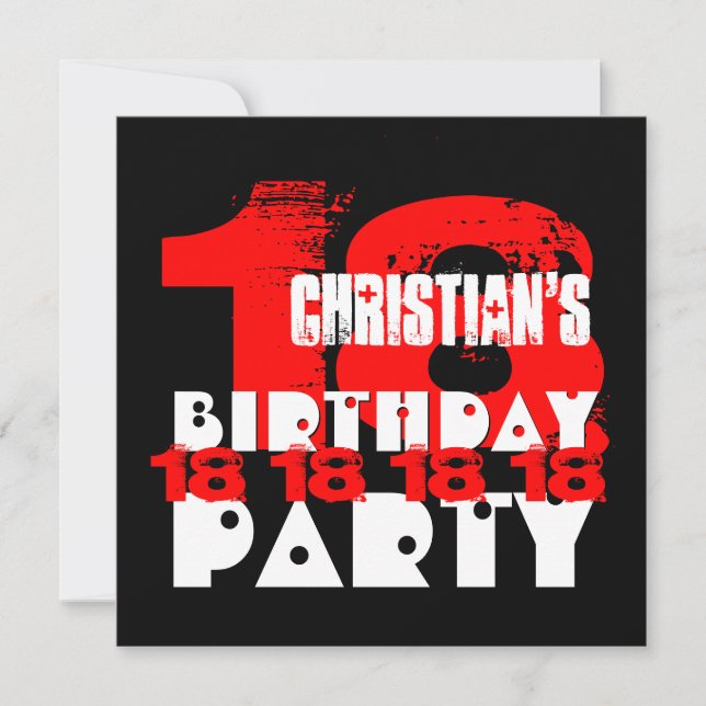Invitation ROUGE NOIR 18e anniversaire Fête 18 ans V10 (Devant)