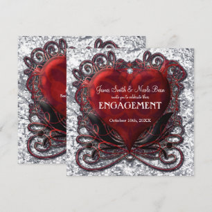 Invitation Rouge Noir Argent Saint-Valentin Coeur Gothique Ro