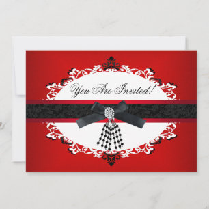 Invitation Rouge Noir Et Blanc Fête Toutes Occasions Élégant