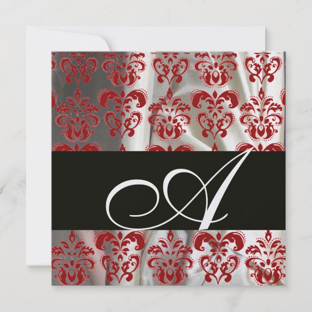 Invitation ROUGE NOIR SILK DOMMASK VÊTEMENT MONOGRAMME Glace (Devant)