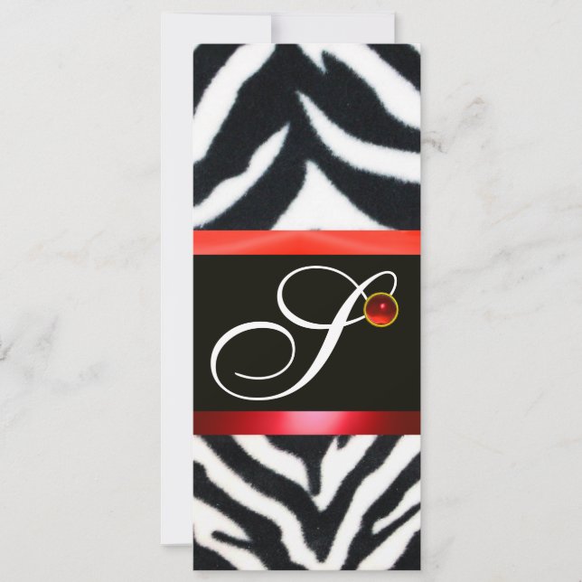 Invitation ROUGE NOIR ZEBRA FUR MONOGRAM, rubis (Devant)