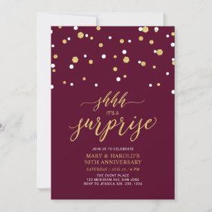 Invitation Rouge & Or   50e anniversaire de mariage surprise
