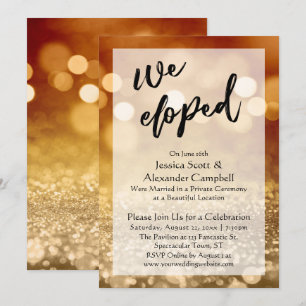 Invitation Rouge Or Bokeh Paillettes Nous Nous Sommes Enfuis,