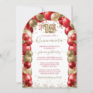 Invitation Rouge or étincelle Quinceañera Ballotte Photo