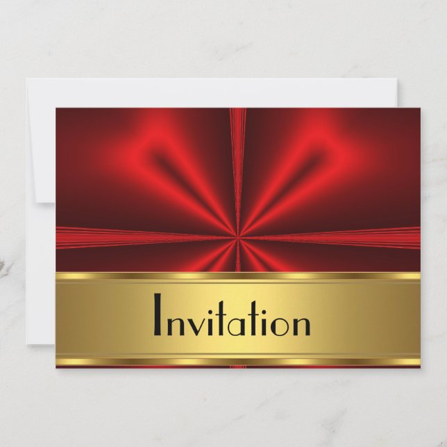 Invitation rouge or pour toutes fêtes (Devant)