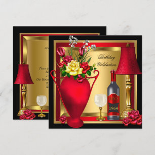 Invitation Rouge or Rose Décor Vin Bouteille de verre