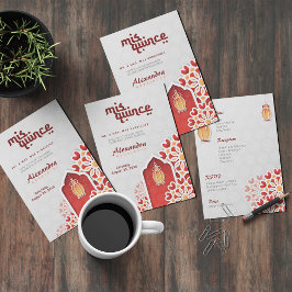 Invitation Rouge Orange Fleur Jaune Nuit Arabe Quinceañera