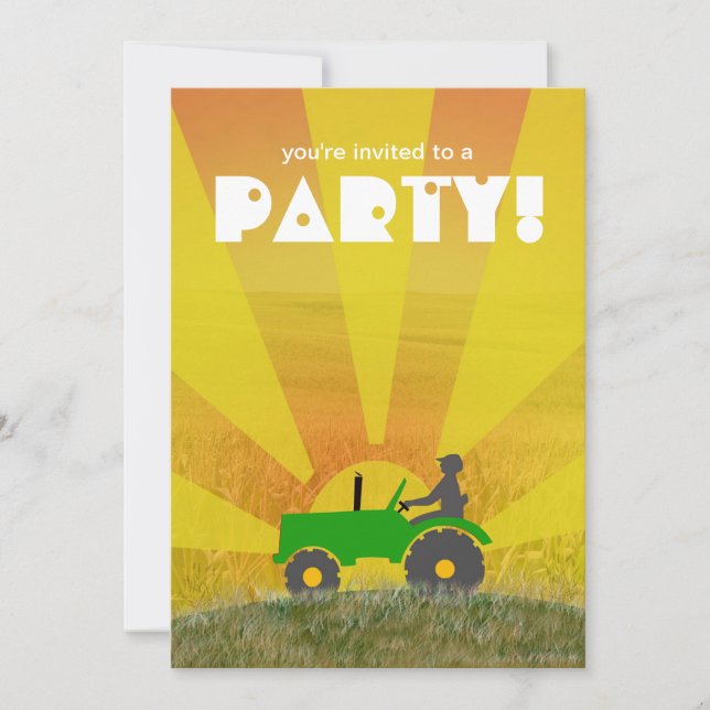 Invitation rouge ou verte de partie de tracteur : (Devant)