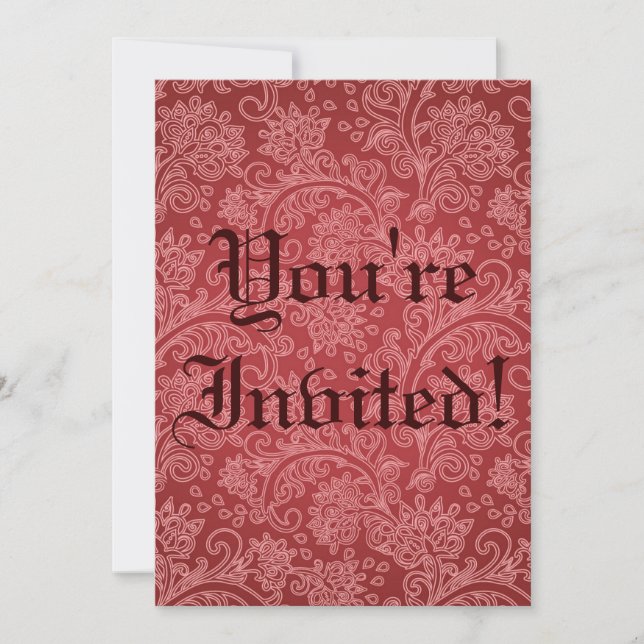 Invitation Rouge Paisley Damask Designer Floral Classic (Devant)