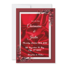 Rouge romantique et blanc Sauvez la date - Saint V