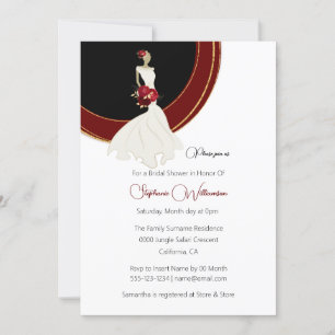 Invitation Rouge rose mariée or accent nuptiale douche