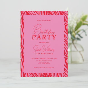 Invitation Rouge rose minimal moderne 21e anniversaire