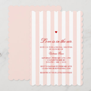 Invitation Rouge Rose Rayure Amour dans l'Air Fête de Mariage