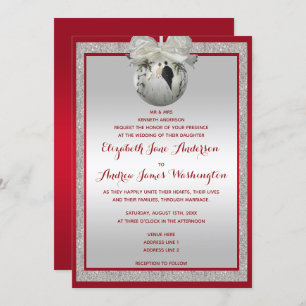 Invitation Rouge Ruby Classé & Mariage de Noël Sparkly Bauble