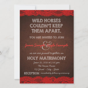 Invitation Rouge rustique et Mariage Brown