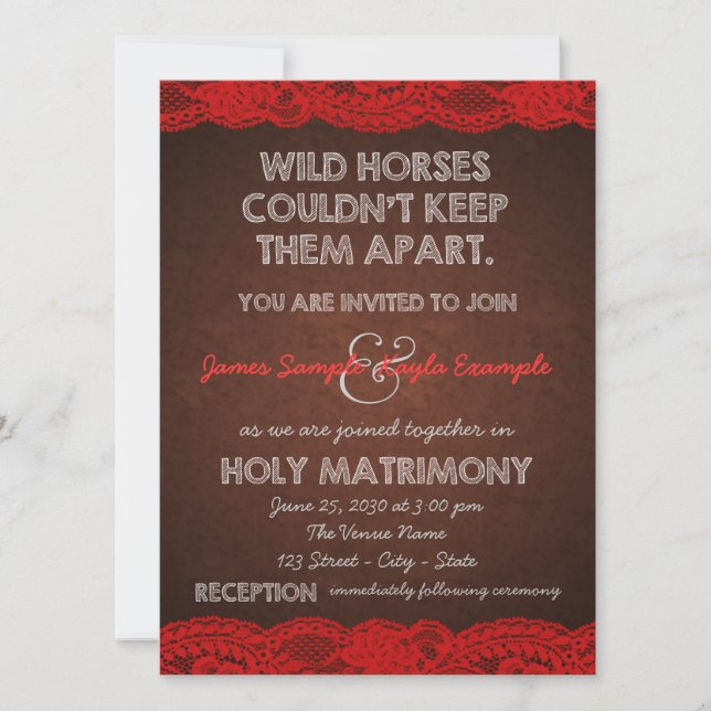 Invitation Rouge rustique et Mariage Brown (Devant)
