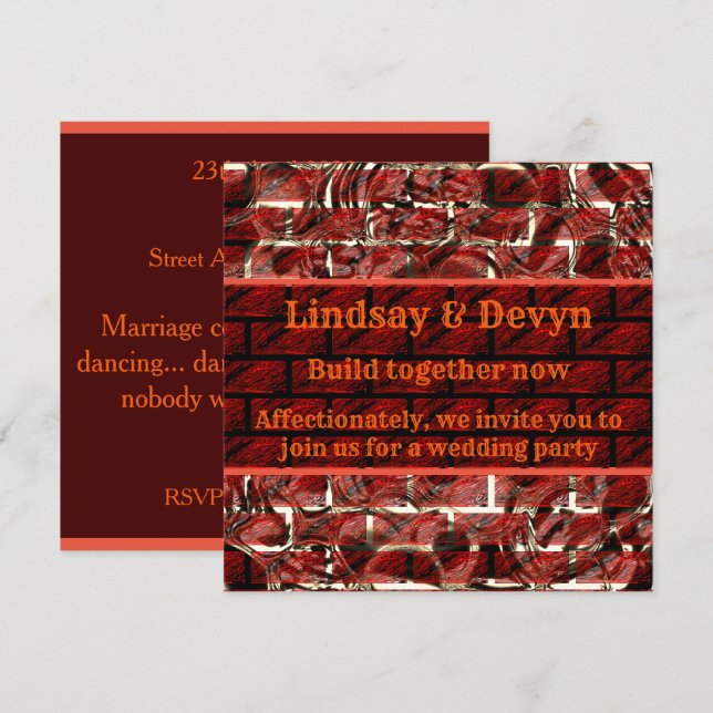 Invitation Rouge taché ou rayures sur la grille ou l'effet de (Devant / Derrière)