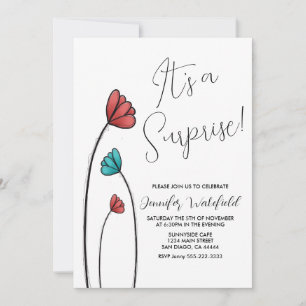 Invitation Rouge Turquoise de la fleur Suprise