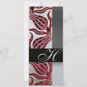 Invitation ROUGE VELVET DAMASK TULIPS MONOGRAMME Bourgogne Ar