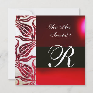Invitation ROUGE VELVET TULIP MONOGRAM Bourgogne Champagne Bl