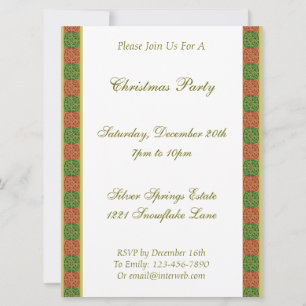 Invitation Rouge Vert Fleur de Lis Fête Personnalisée 6.5x8.7