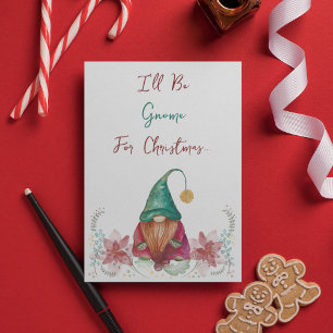 Invitation Rouge vert Gnome Holly Berry Poinsettia aquarelle
