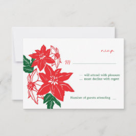 Invitation Rouge & Vert Noël Poinsettias Mariage de vacances