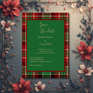 Invitation rouge vert noir écossais celtique tartan mariage