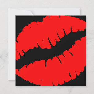 Invitation Rouge vif et noir, impression de baiser, fabuleux