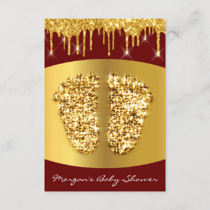 Invitation Rouges en moquette or Baby shower royal pieds fill