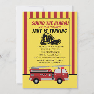 Invitation Rouges Jaunes Rayures Anniversaire Enfant