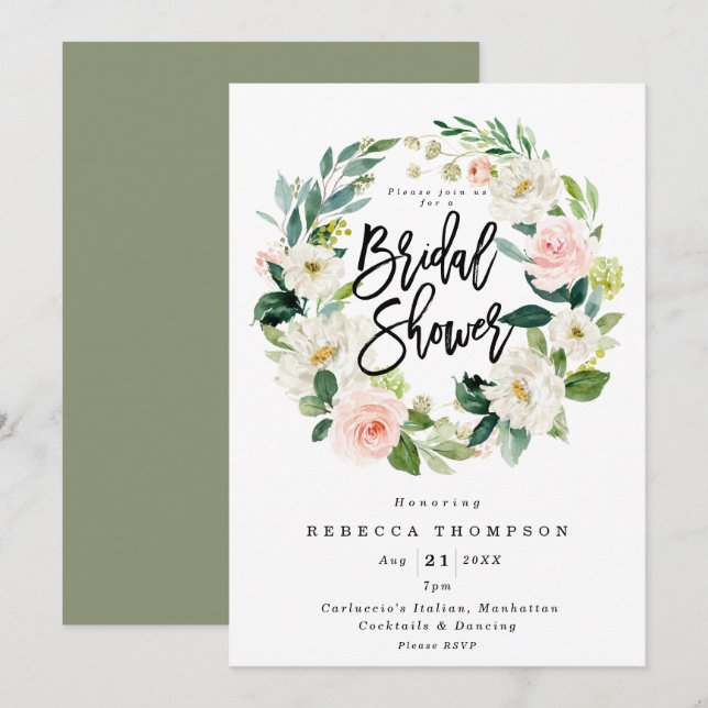 Invitation rougissent et la douche nuptiale moderne de boho (Devant / Derrière)