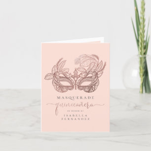 Invitation Rougissent et la mascarade rose Quinceañera de