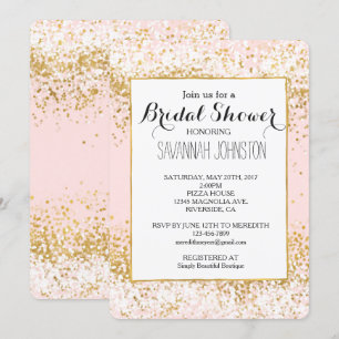 Invitation Rougissent la douche nuptiale de confettis roses