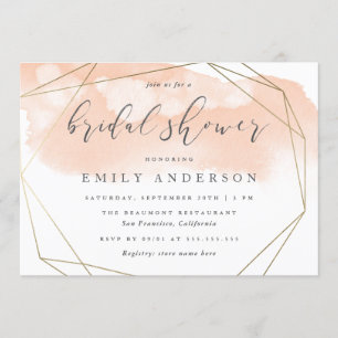 Invitation Rougissent la Fête de la mariée élégante d'or rose