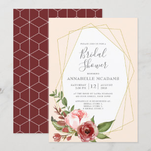 Invitation Rougissent la Fête de la mariée géométrique
