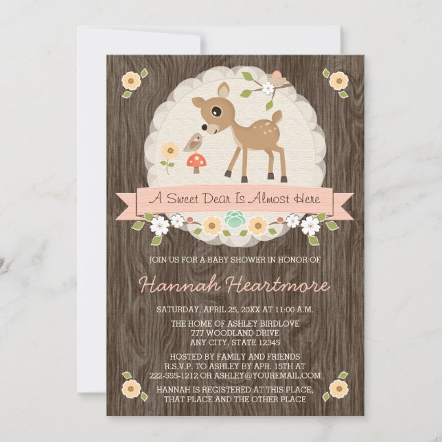INVITATION ROUGISSENT LE BABY SHOWER ROSE DE CERFS COMMUNS DE (Devant)