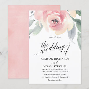 Invitation Rougissent le mariage élégant d'aquarelle florale