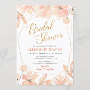 Invitation Rougissent le rose et la douche nuptiale botanique